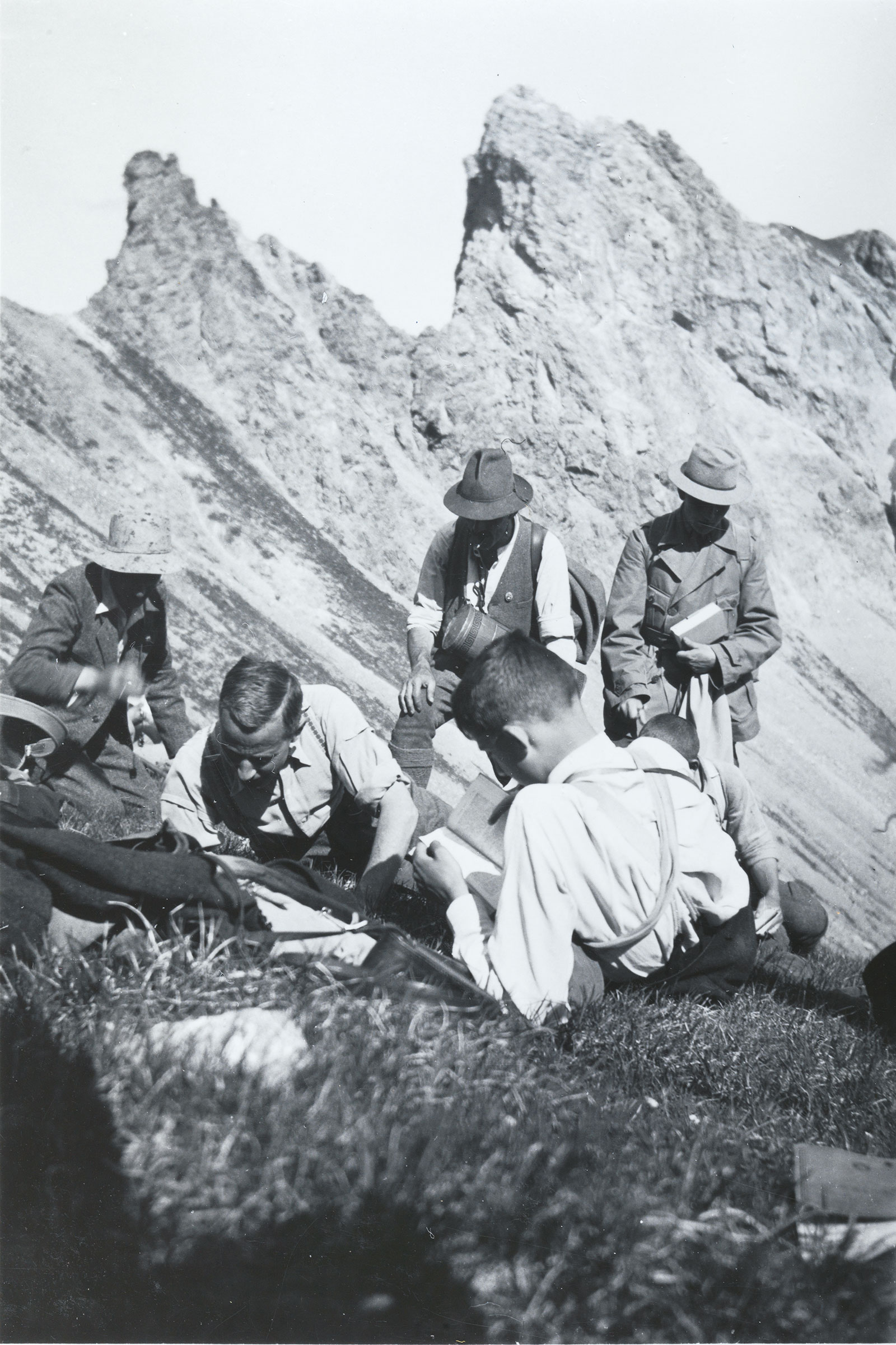 Dank früheren Beobachtungen der Gipfelfora lassen sich langfristige Veränderungen feststellen (Alpenbotanik-Kurs des Geobotanischen Instituts Rübel der ETH Zürich unter der Leitung von Dr.Werner Lüdi im Juli 1936). Quelle: ETH-Bibliothek Zürich